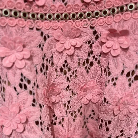 NWT MICHAEL MICHAEL KORS PINK 3D FLORAL APPLIQU FIT AND FLARE DRESS SIZE 6  - www.disolcolor.com